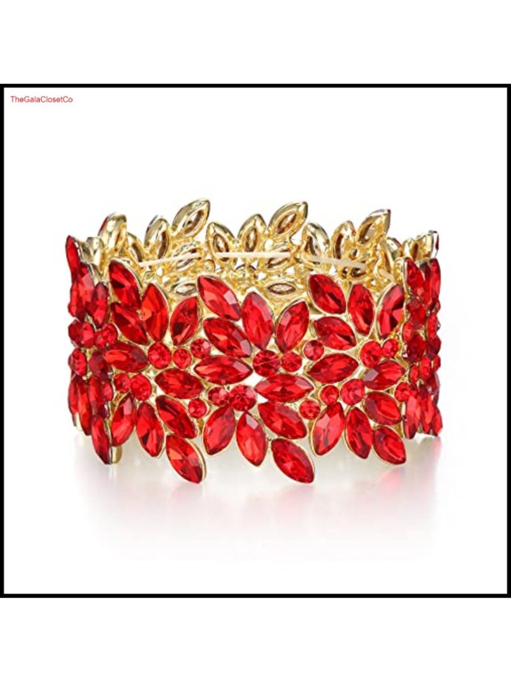 Marquise Crystal Art Deco Stretch Bracelet Vintage Wedding Prom Jewelry